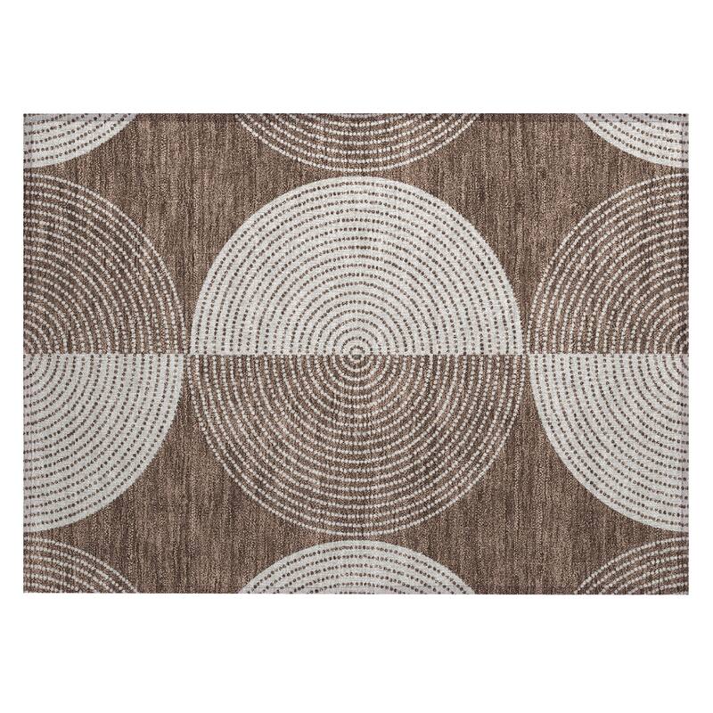 Machine Washable Indoor/ Outdoor Geo Circles Chantille Rug