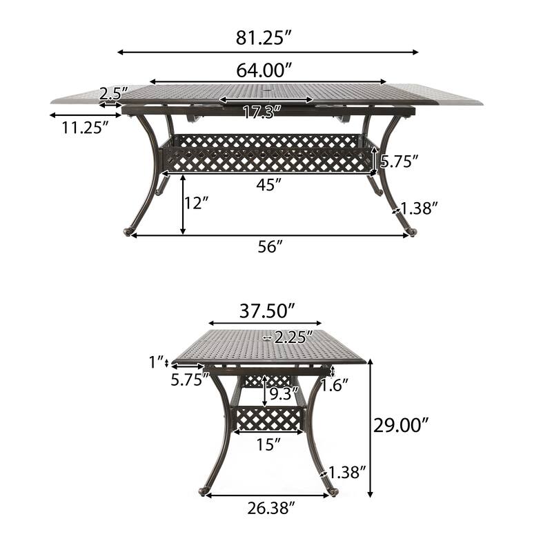 Christopher Knight Home - Austin 7-Piece Outdoor Cast Aluminum Dining Set with Rectangular Table and Swivel Chairs
