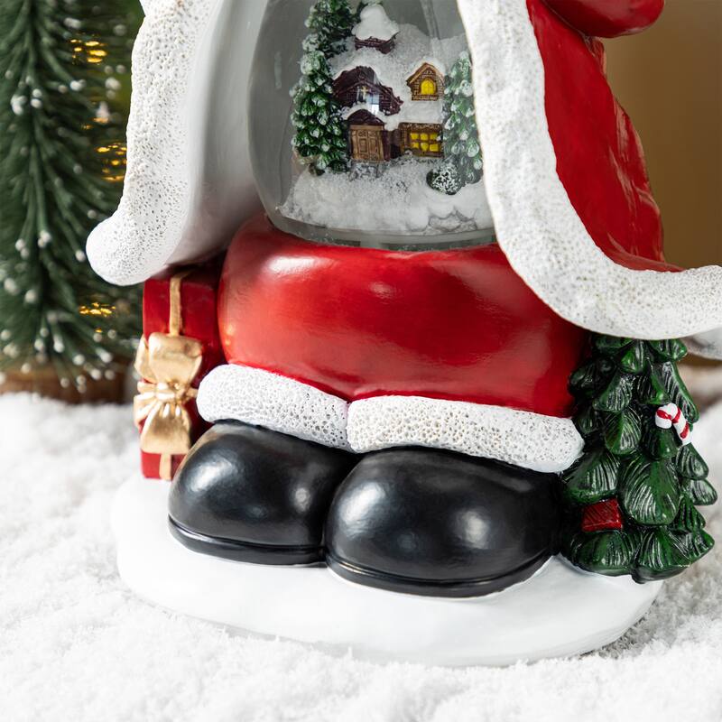 Glitzhome 100mm Christmas Resin Lighted Snowflakes Snowman Waterglobe
