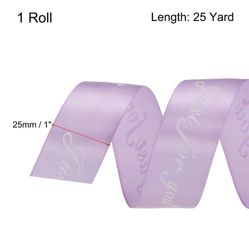 1" 25 Yard Valentine Printed Satin Ribbon Wedding Grosgrain Ribbons - 1" x 25 Yard - Light Purple