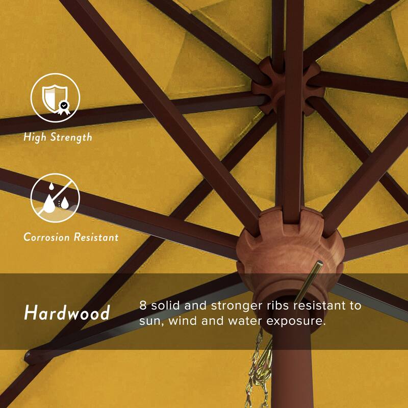 California Umbrella 7.5' Round Marenti Wood Frame Patio Umbrella with Pacifica Fabric, Base Not Included