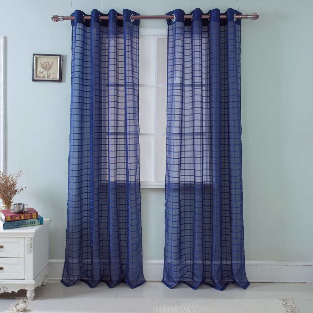 Wanda Striped Box Voile Single Grommet Curtain Panel - (1x) 54 x 90 in.