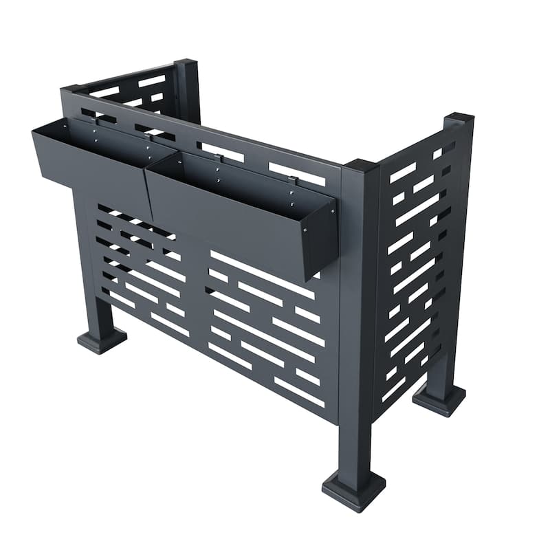 GDF Studio - Vinton Outdoor Metal Privacy Fence Cover for AC with Galvanized Steel Panels