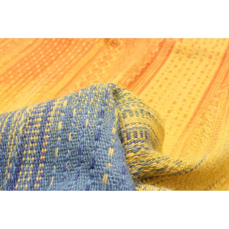 ECARPETGALLERY Flat-Weave Ankara FW Light Yellow Wool Kilim - 5'3 x 7'7