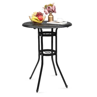 32" Bronze Aluminum Powder Coated Round Bar Table with 4 Legs Suitable for Indoor or Outdoor - 31.89”L x 31.89”W x 40.94"H