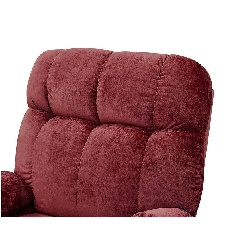 Red Fabric Dual Motor Power Lift Recliner Chair, Heat, Massage, Cup Holders