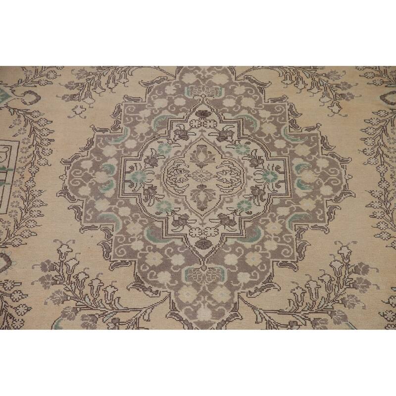 Geometric Tabriz Persian Vintage Area Rug Handmade Wool Carpet - 9'7" x 12'9"