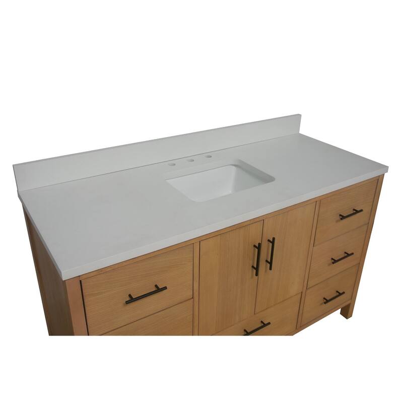 KitchenBathCollection California 60" Single Bathroom Vanity with Matte White Top
