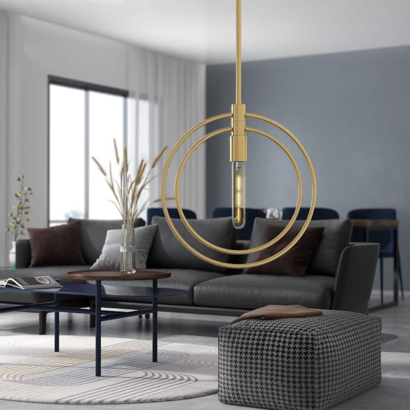Nyla Single Light Brass Circular Pendant - 14 x 12 x 15