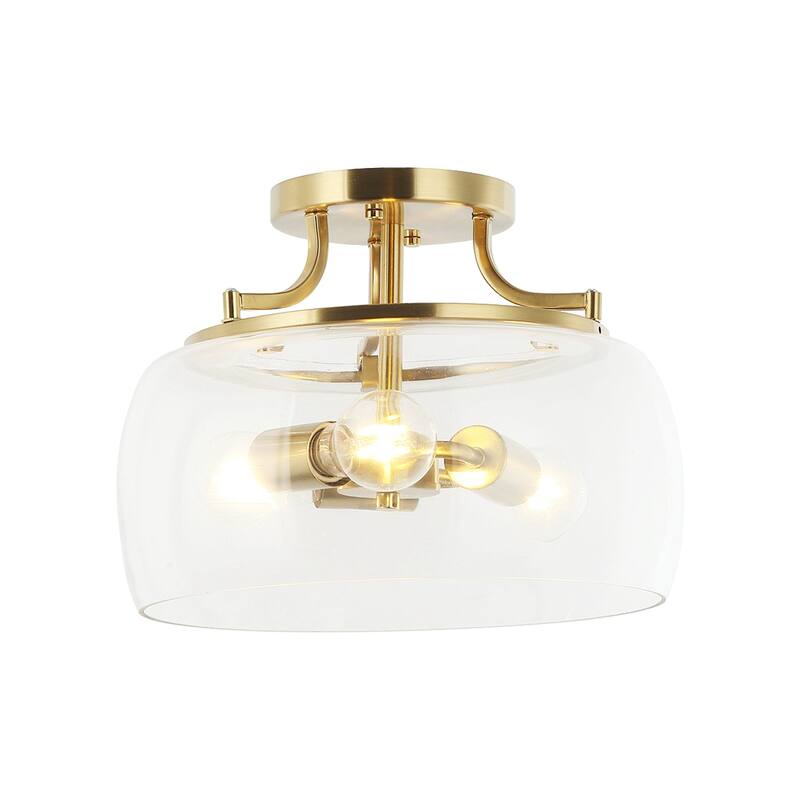 Lusteria 13.8" Modern Gold 3-Light Semi-Flush Mount Ceiling Light
