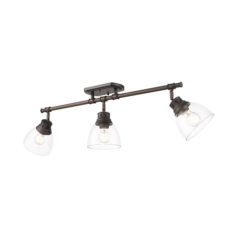 Yep by Golden Lighting Duncan 3-light Semi-Flush Mount in Rubbed Bronze and Clear Glass - Rubbed Bronze - 3-Light Semi-flush