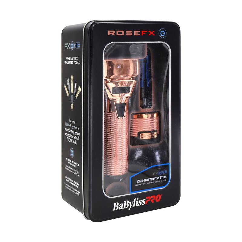 BaByliss Pro FXONE ROSEFX All-Metal Interchangeable-Battery Shaver FX79FSRG + Fade Brush + BaByliss Pro 9" Comb