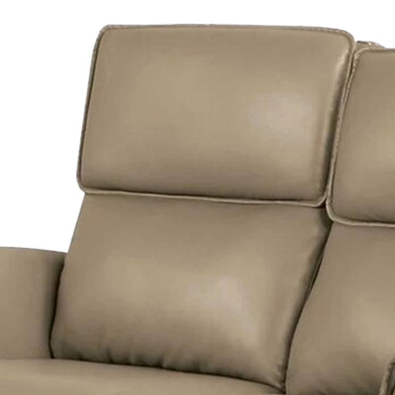 Sily Power Reclining Loveseat, Beige Faux Leather, 57 Inch, USB Ports