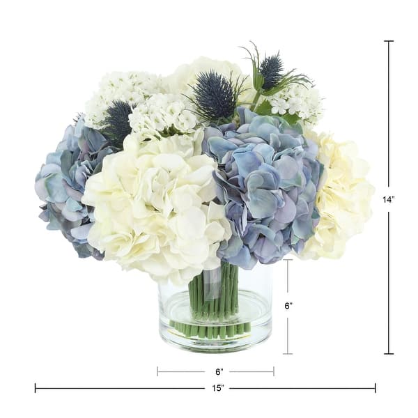 Classic Hydrangea Arrangement with Thistle and Viburnum