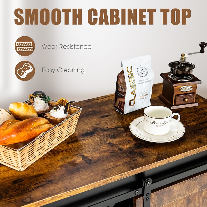 Costway Kitchen Buffet Storage Cabinet Sideboard w/Sliding Barn Door - See Details