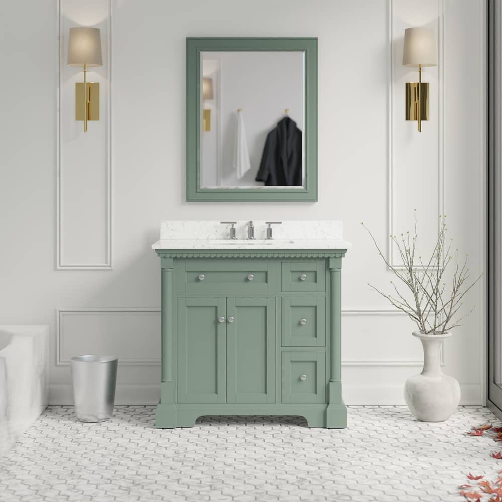 KitchenBathCollection Sydney 36" Bathroom Vanity with Engineered Marble Top