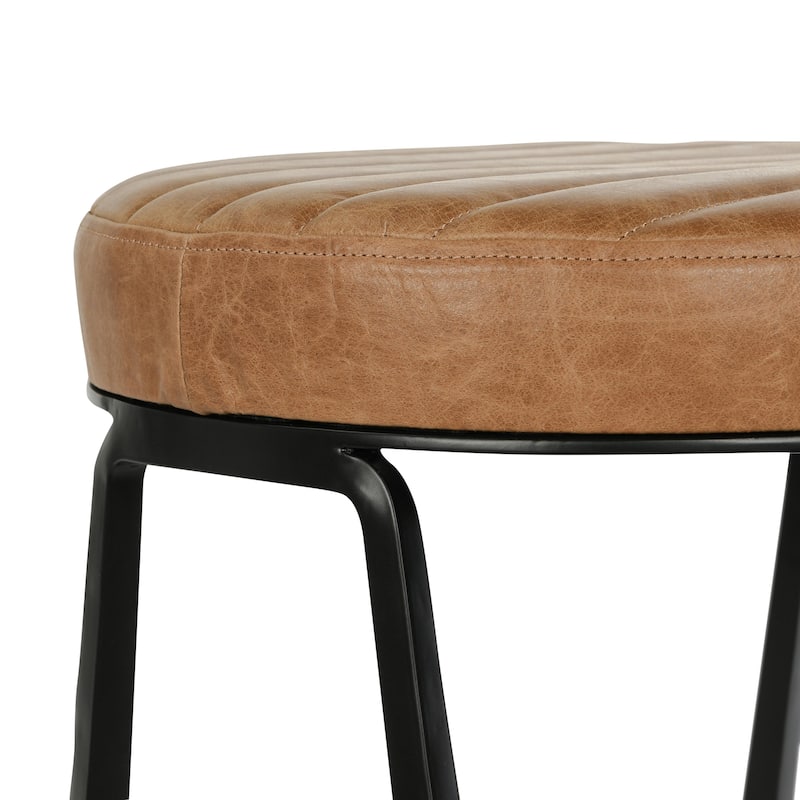 Classic Home Sawyer Leather Round Counter Stool