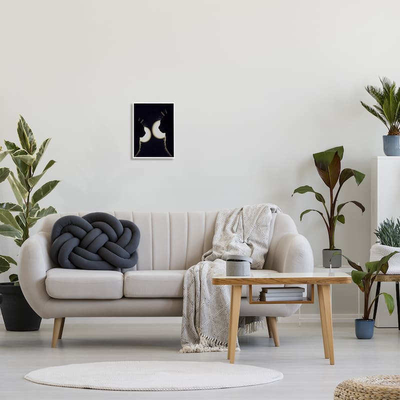 Stupell Two Black Cats Silhouettes Nighttime Moonlight Animals Framed Wall Art, Design by Daphne Polselli