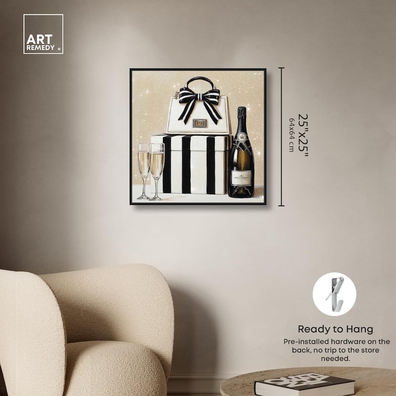 Black and White Striped Glam Canvas by Art Remedy