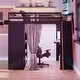 preview thumbnail 20 of 64, Wood Full Size Loft Bed with Blackout Curtains and RGB Lights, Gaming Loft Bed with Desk & Shelves