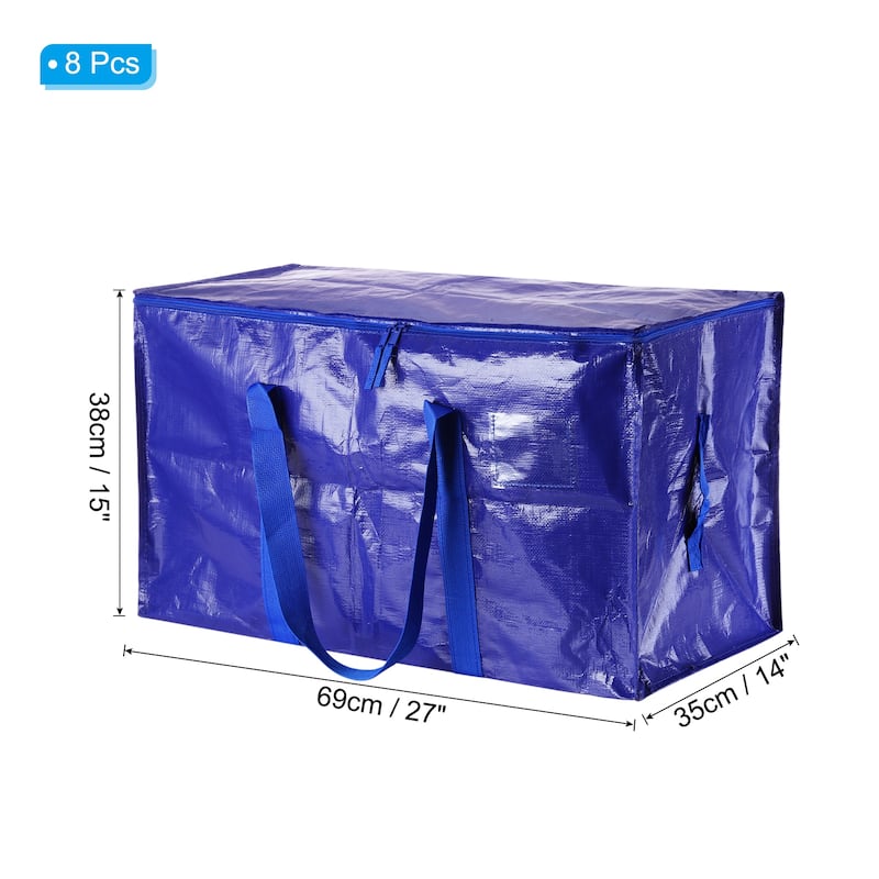 8 Pcs Extra Large Moving Bags with Handles and Zipper - Blue