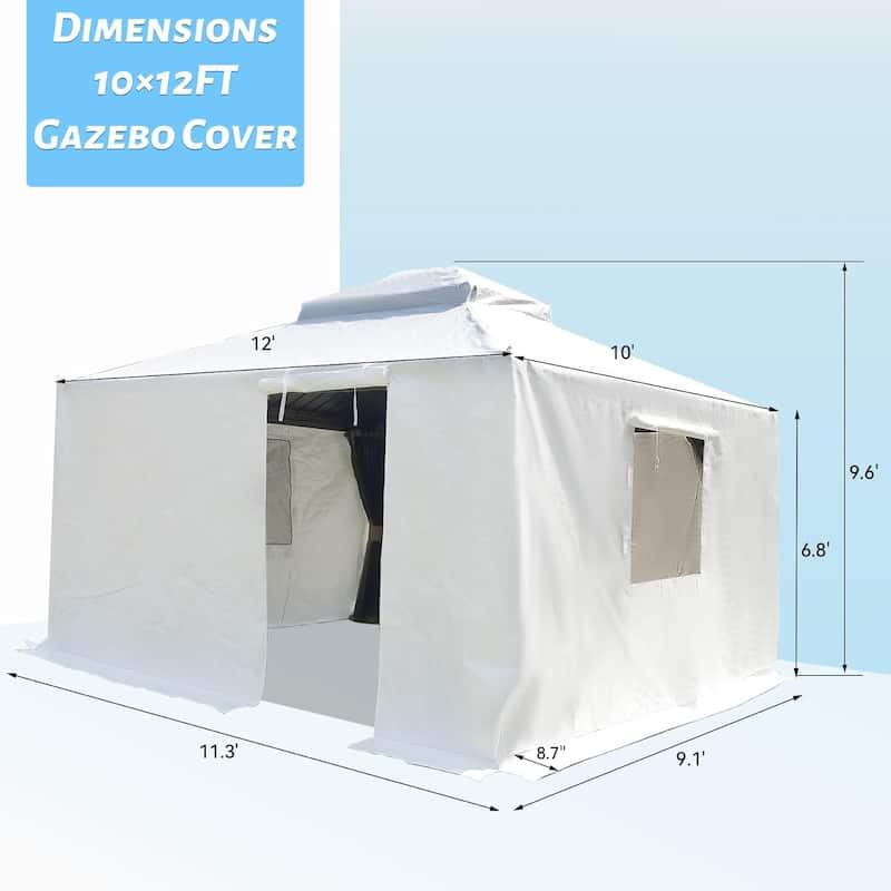 GDFStudio - Harper 10'x12' Universal Waterproof Winter Gazebo Cover with Sidewalls and Mesh Windows - 10x12 FT