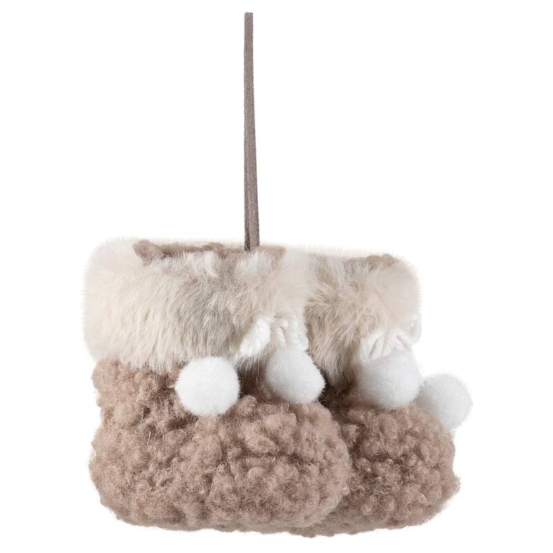 High Pile Fleece Winter Booties Christmas Ornament - 4"
