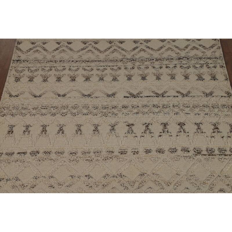 Chevron Style Moroccan Oriental Area Rug Handmade Wool Carpet - 5'1" x 8'2"