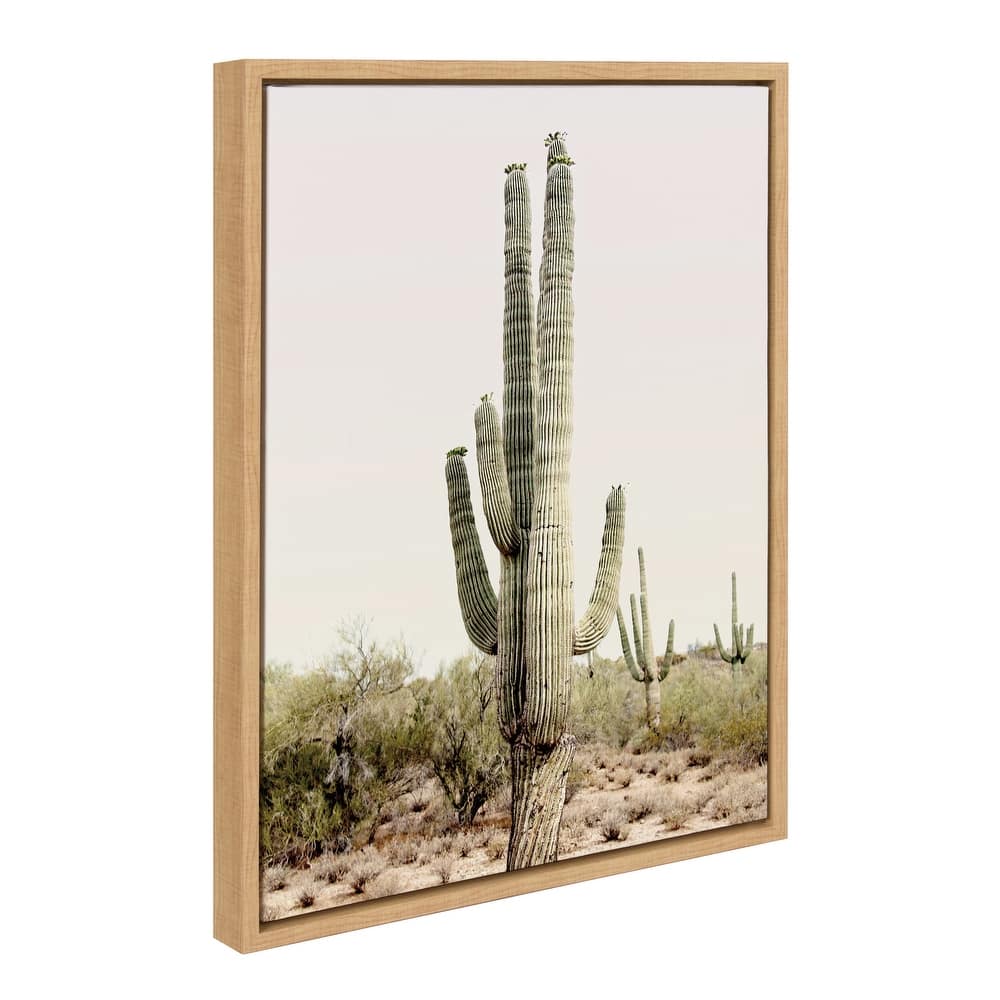 Kate and Laurel Sylvie Sunrise Cactus Framed Canvas by Amy Peterson