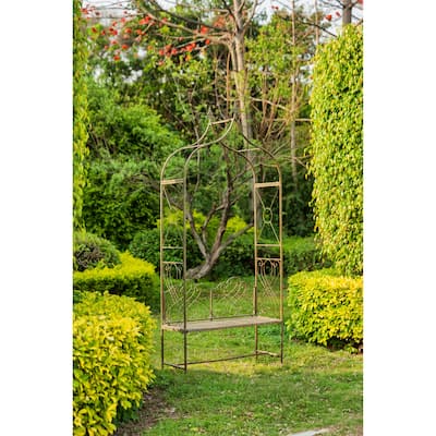 SAFAVIEH Outdoor Living Eloise Victorian Scroll Iron Arbor.