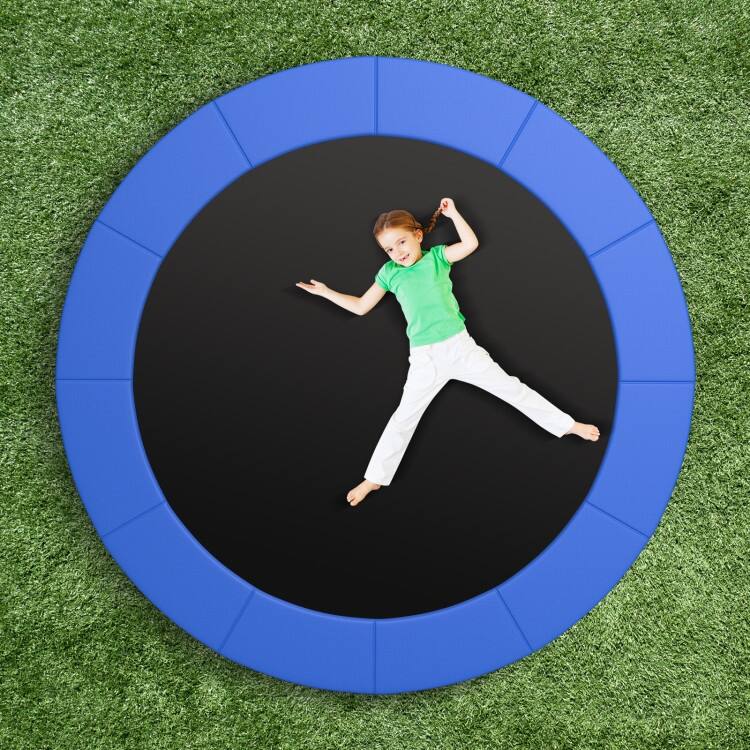Blue PVC Foam Trampoline Safety Pad with Elastic Straps and Hook Closure