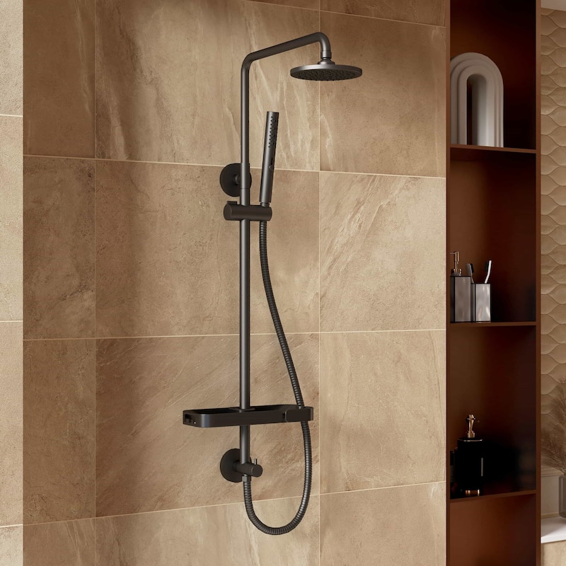 Modland 4-Way Exposed Retrofit Shower System with Rainfall & Handheld, Easy Install in Black/Nickel/Chrome
