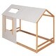 preview thumbnail 6 of 7, Enchanting Twin Size House Platform Bed with Roof Detail - Ideal for Kids