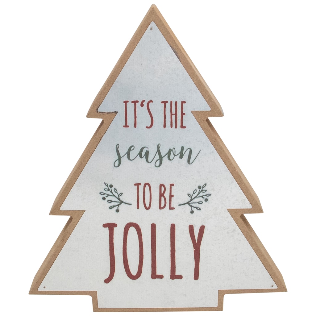 Tree Shaped "It's the Season to be Jolly" Christmas Sign - 10"
