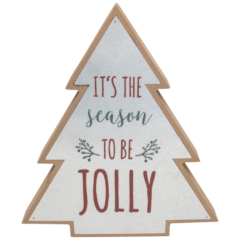 Tree Shaped "It's the Season to be Jolly" Christmas Sign - 10"