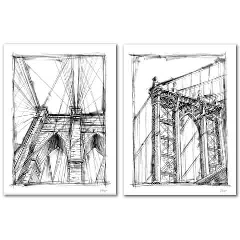 Graphic Architectural Study 2 Piece Wrapped Canvas Wall Art Set