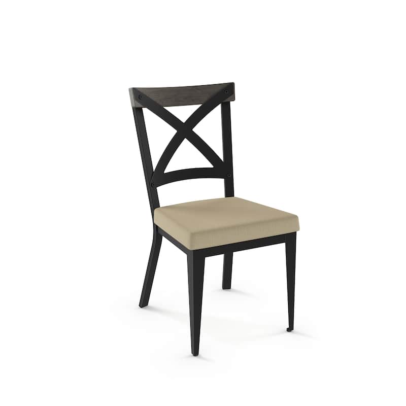 Amisco Snyder Upholstered Dining Chair with Wooden Accent and Metal Frame