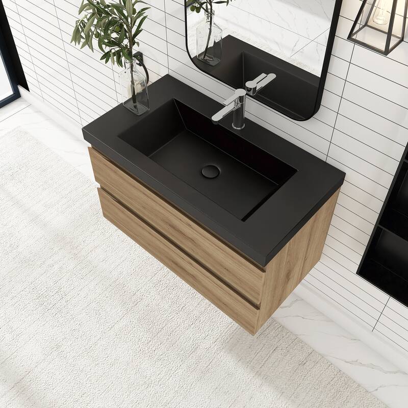 Floating Bathroom Vanity with Quartz Sand Top
