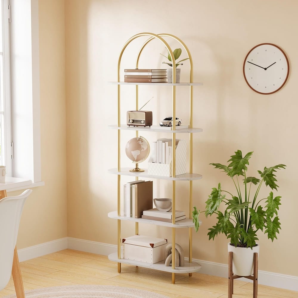 5-Shelf Bookcase, 71" Tall Metal Bookshelf,Modern Open Display Rack with Adjustable