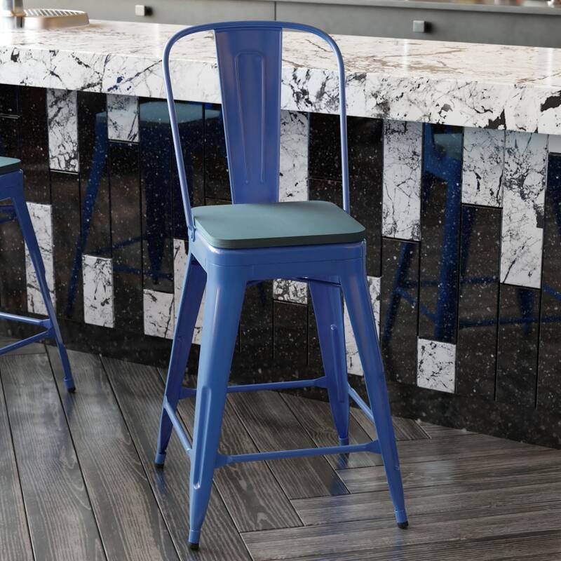 All-Weather Commercial Counter Stool with Removable Back & Poly Resin Seat