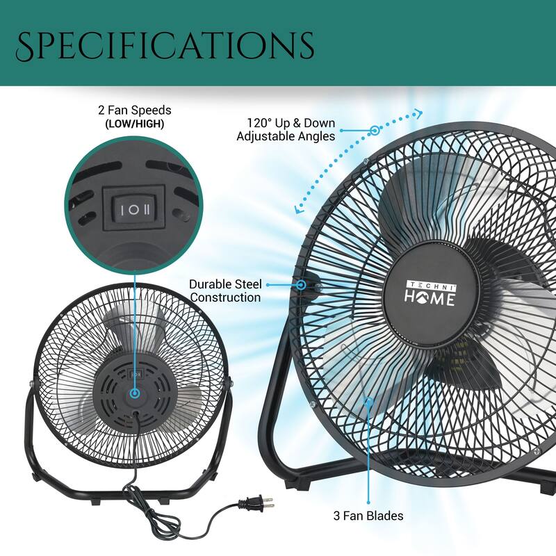 Modern Designs ProFlow 9” Portable High Velocity Fan with Adjustable Tilt and Dual-Speed Power