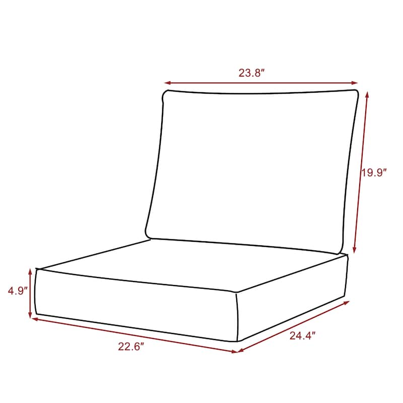 Outdoor 4.9" Thick Cushion Set with Back Cushions and Seat Cushions