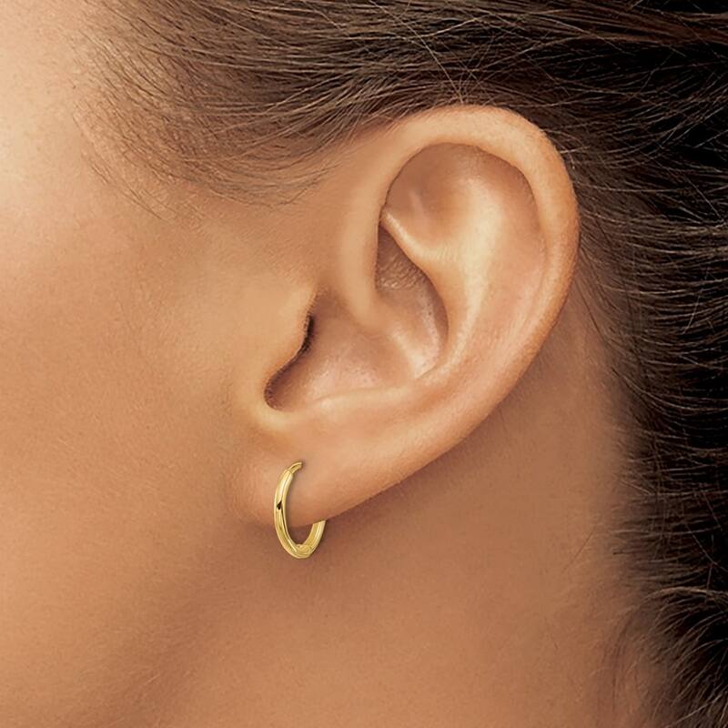 Curata 14k Yellow Gold Polished Hinged Hoop Earrings - 12.5x12.7mm