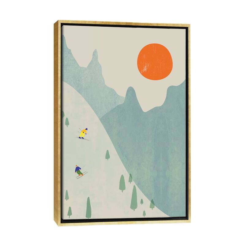iCanvas "Ski Set Ii" by Flatowl Framed Canvas Print - Gold - 48x32
