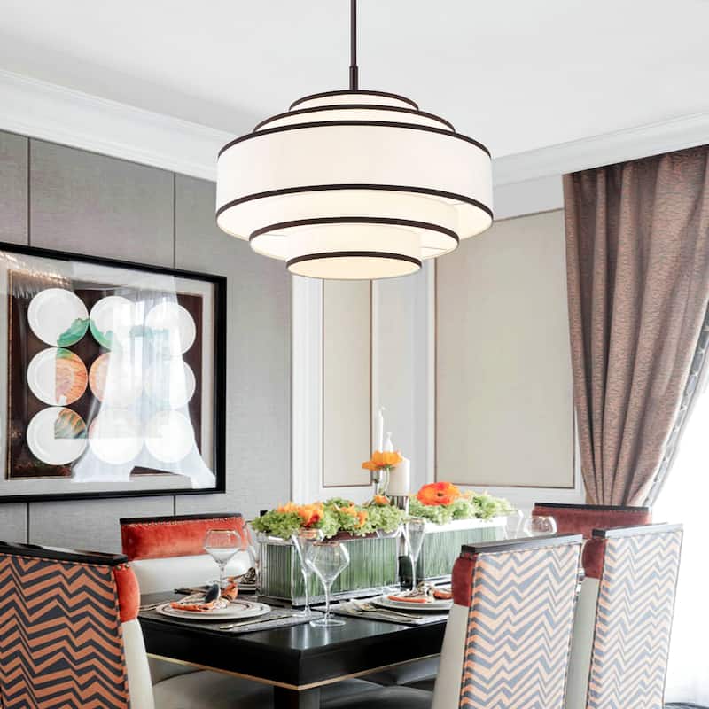 24" 5-Light Dimmable Tiered Drum Chandelier
