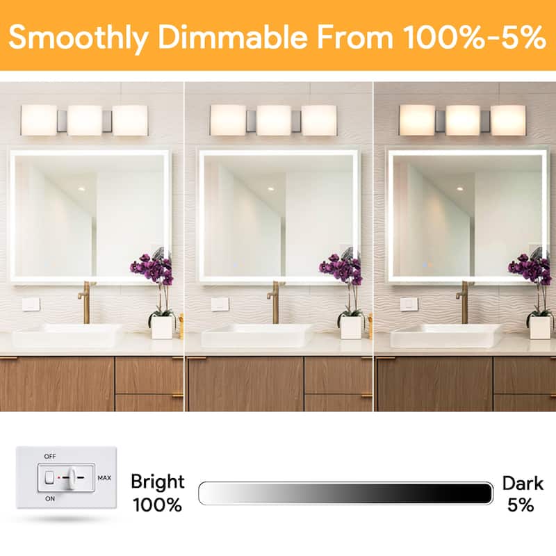 C Cattleya 3-Light/ 4-Light Satin Nickel Stainless Steel Integrated LED Vanity Light with Acrylic Shade