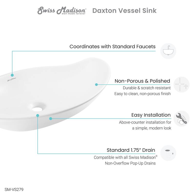 Swiss Madison SM-VS279 Daxton 25-9/16" Specialty Ceramic Vessel