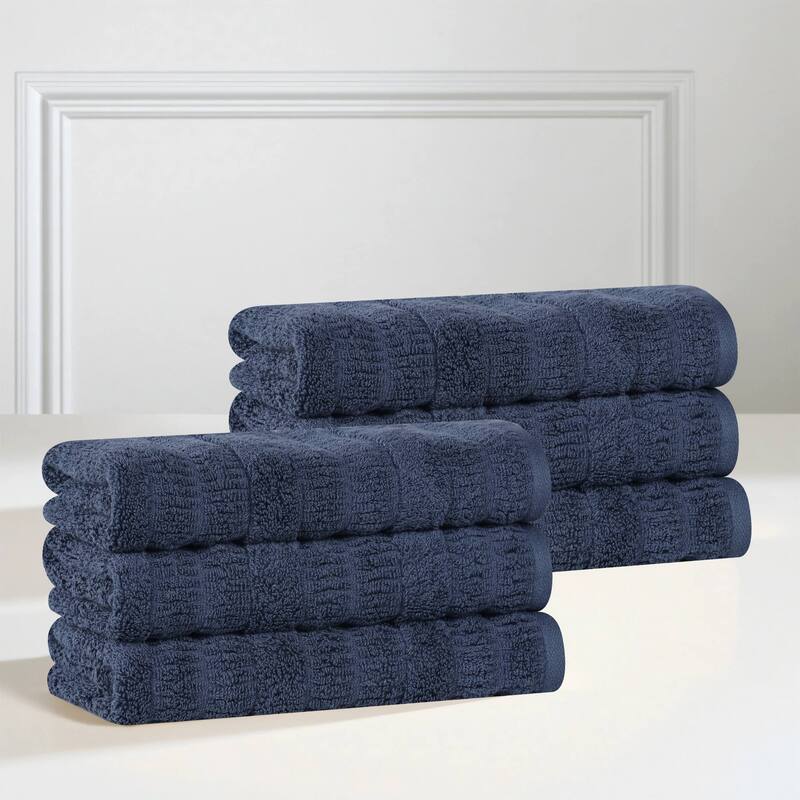 Superior Mika Smart Twist Viscose Cotton Blend Hand Towels, Set of 6 - Navy Blue