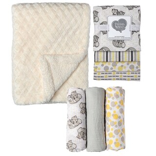Baby Boys and Baby Girls 8 Piece Elephants Baby Gift Set, Ivory and Yellow