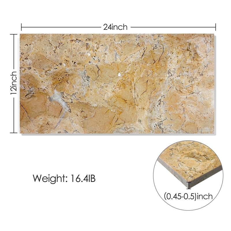 12"×24" Polished Natural Marble Tiles for Floor and Wal, 1 Box 4 PCS